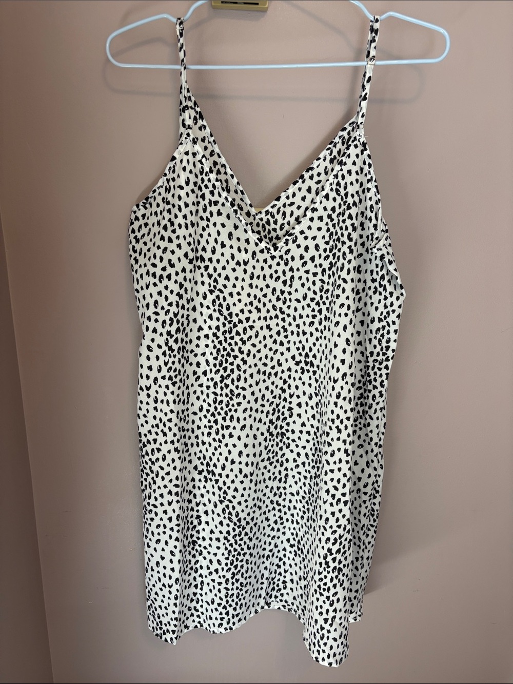 Women's Cream & Black Printed Slip Dress - Elegant Spaghetti Strap